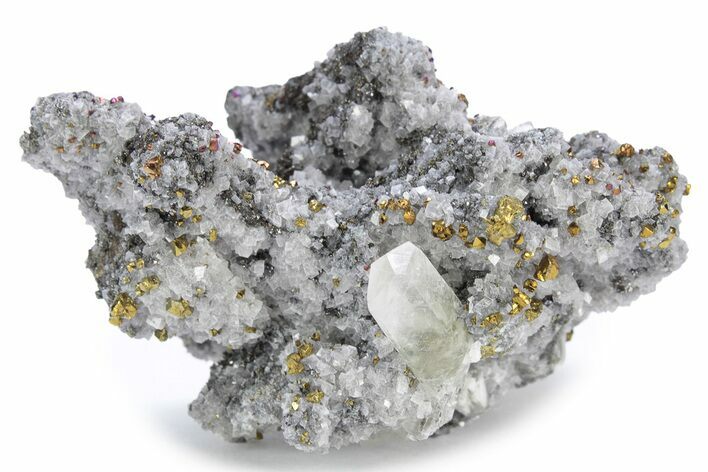 Calcite and Iridescent Chalcopyrite on Dolomite - Missouri #241815